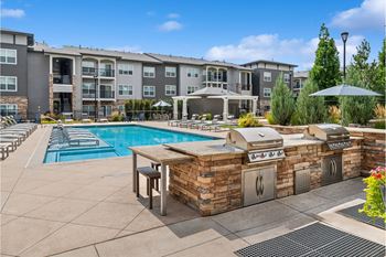 Outdoor grilling area with al fresco dining